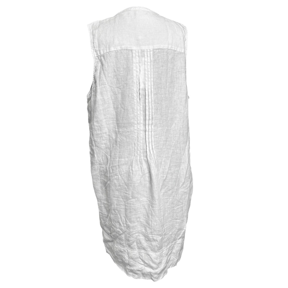 Quince Dress Womens L White Linen Sleeveless Swing Dress Pleated Coastal NWT - Picture 5 of 8